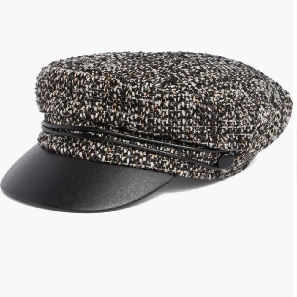 Vince Camuto Tweed Faux Leather Skipper Hat